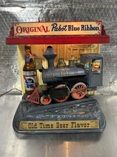 Vintage 1960s Pabst Blue Ribbon Beer Lighted Motion Train Sign Hard To Find