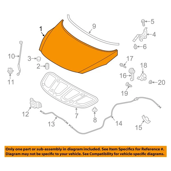 For 13-17 Elantra GT Hatchback Front Hood Panel Assembly Primed Steel 66400A5000 Foto 3 de 4