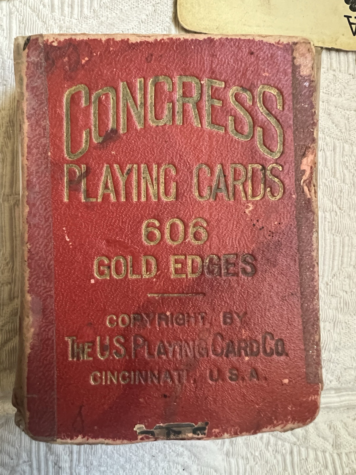 1907 Congress 606 Playing Cards Beautiful Woman Expectation w Gold Edges #HB1