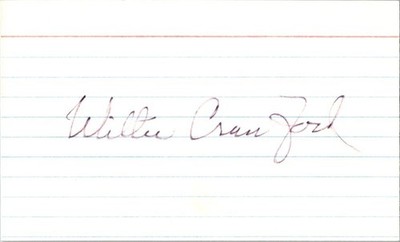 -Willie Crawford- (d.2004) Signed/Autograph/Auto Index Card Los Angeles Dodgers