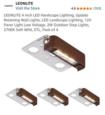 LEONLITE 4 Inch LED Light Voltage, 2W Outdoor Step Lights, 2700K, ETL, Pack of 4