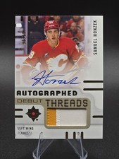 2024-25 UD Ultimate Collection Debut Threads Auto Patch Samuel Honzek /99 Flames