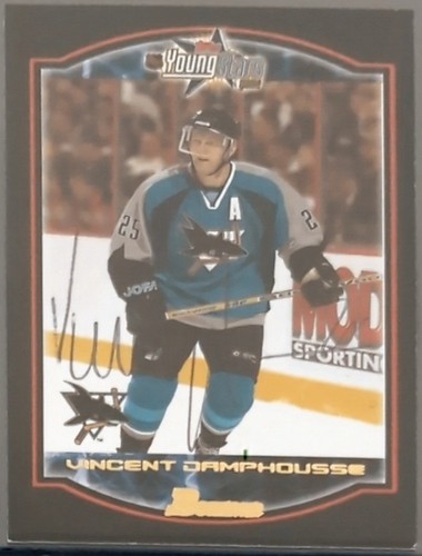 2002-03 BOWMAN YOUNGSTARS VINCENT DAMPHOUSSE #57 AUTOGRAPH SAN JOSE SHARKS - Picture 1 of 2