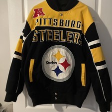 Pittsburgh Steelers Jacket Black Large Embroidered Graphics 2017 G-III Premier