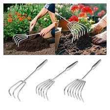 Rastrillo de jardín rastrillo de garra manual de acero inoxidable cultivador de malezas jardinería pequeña