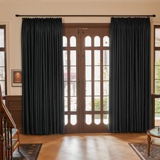 Extra Wide Pinch Pleated Curtains Solid Thermal Insulated Room Darkening Ener...