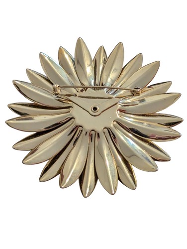 NWOT Vintage Large Gold Tone Flower Daisy Brooch Pin 3" Sixties Church Events - Picture 4 of 4