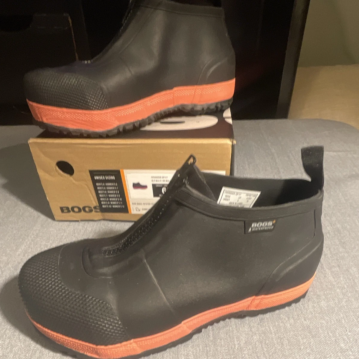 Bogs Overshoe Zip CT Waterproof Black Red Rubber‎ Work Boots Mens 9 Womens 10.5 Bogs Black Low (1-1.9 in) Heel Height Boots for Women for  main image 3