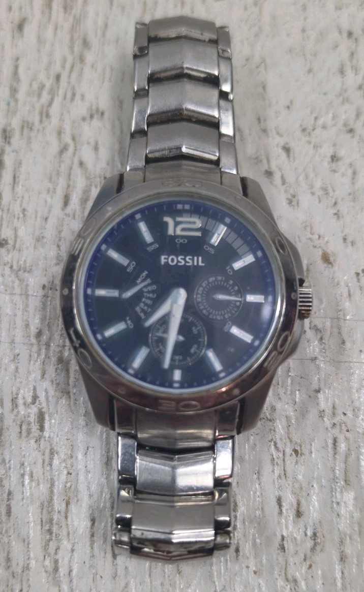 Fossil Silver Stainless Steel Bracelet Chronograph Mens Watch