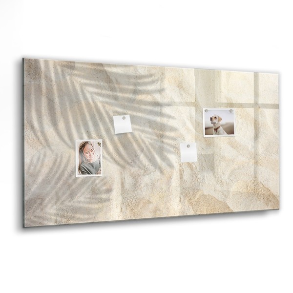 Glas Whiteboard Aus GehäRtetem Glas Mit Schwarzem Marker Palmenschatten Sand-image