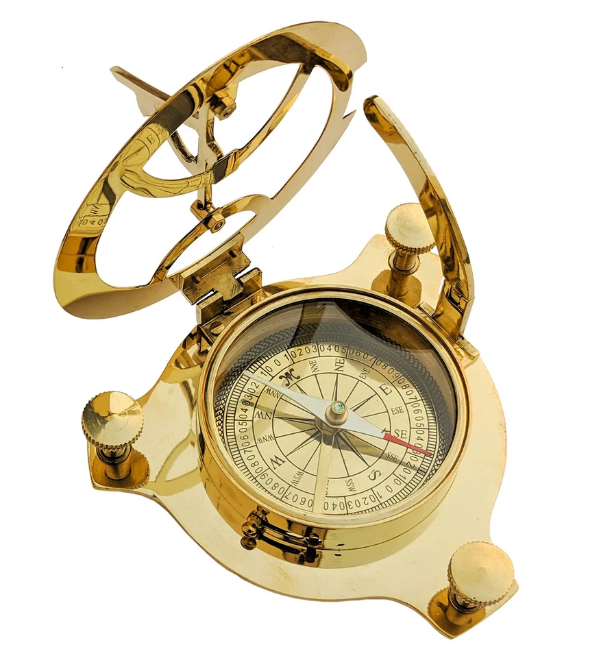 4" Sundial Compass - Solid Brass Sun Dial - Image 3 of 4