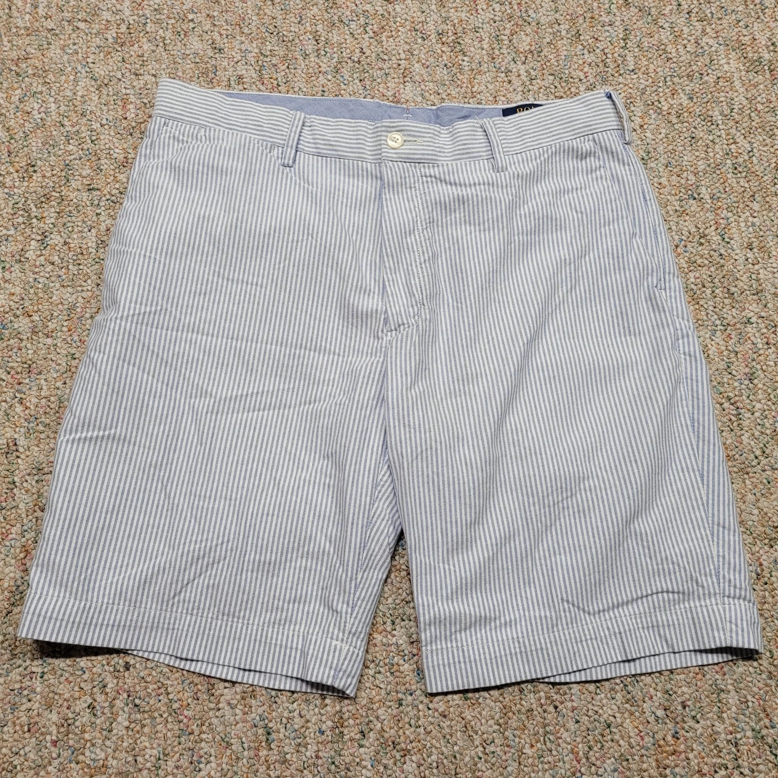 Polo Ralph Lauren Shorts Mens 33 Blue Candy Striped Chino Classic Fit Preppy