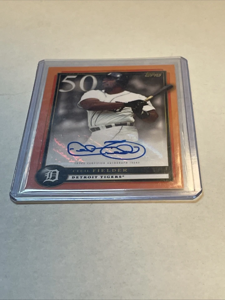 2022 Topps x Aaron Judge Sticker Autographs Cecil Fielder #6-A Orange /5 (AU) - Image 2 of 4