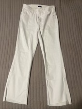 EXPRESS High Rise Cropped Flare White Jeans w...