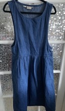 Vintage Woolrich Denim Jumper Dress Pockets Sz L Cottagecore Prairie USA Made