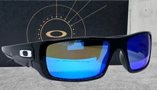 Custom OAKLEY polished black CRANKSHAFT +(aftermarket) blue POLARIZED sunglasses