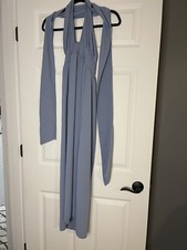 Boho Factory Halter Maxi Dress W Wrap Blue Small Nwt