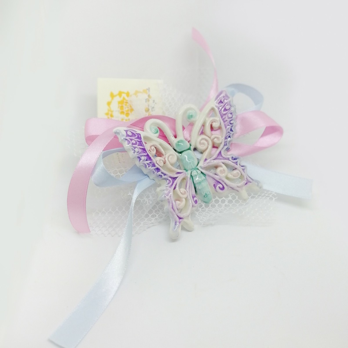 Kit De 25 Bombonières Complètes Avec Confettis Et Magnétiques Papillon Pour Communion Ou Baptême En Céramique