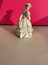 Vintage Lefton China Hand Painted Victorian Lady Gold White KW 1572 6”