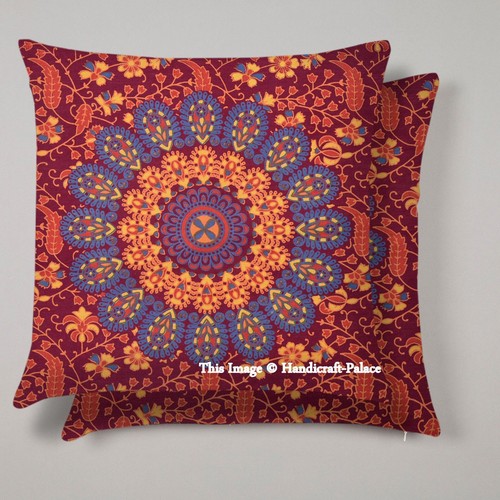 Indian Boho Mandala Scatter Cushion Covers Blue Gold Pink Purple Red Green White - Picture 9 of 16