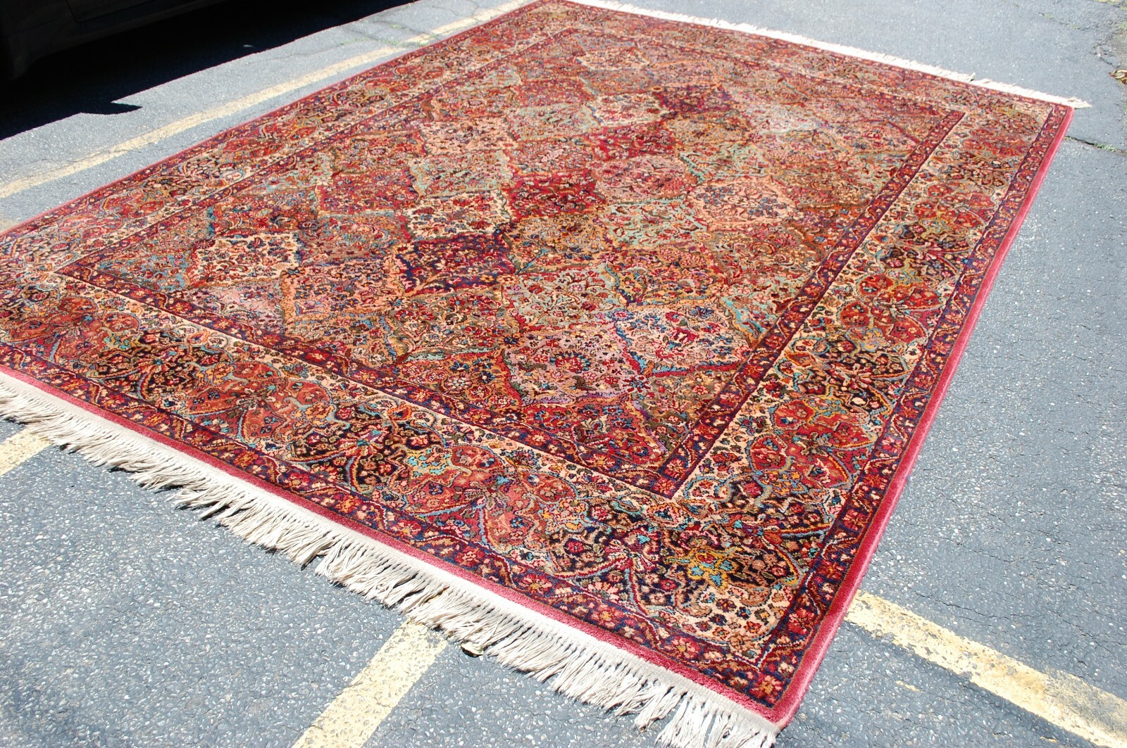 ANTIQUE EARLY KARASTAN KIRMAN MULTI_COLOR PANEL PATTERN#717 RUG CARPET 8.8 X 12