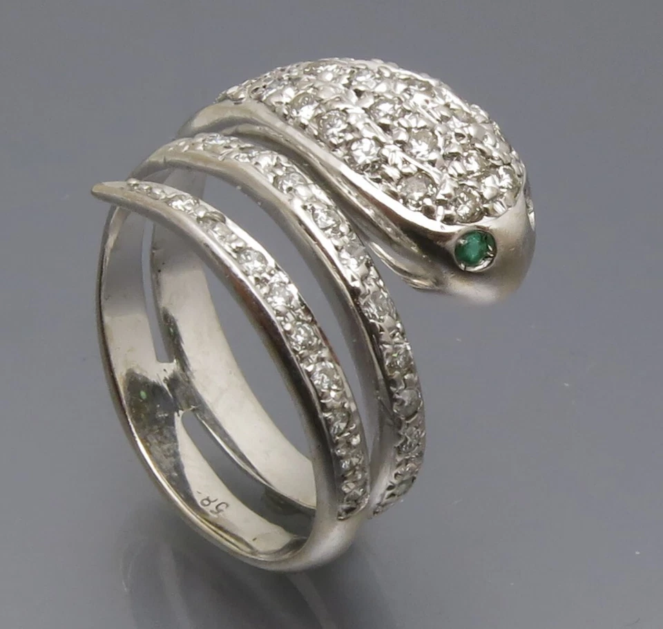 REIF-DESIGN - SCHICKER SCHLANGEN RING - BRILLANTEN UND SMARAGDE  - 585 GOLD - Bild 4 von 4