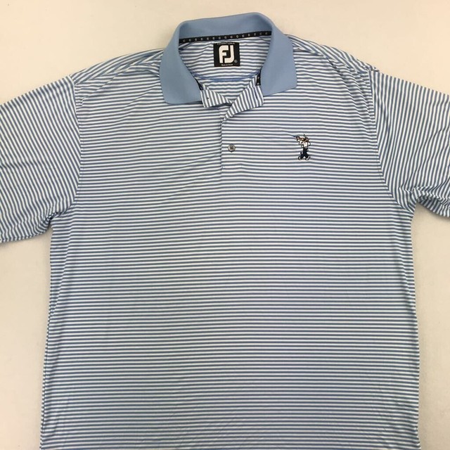 FootJoy Mens Golf Polo Shirt Blue White Striped Pro Dry Short Sleeves
