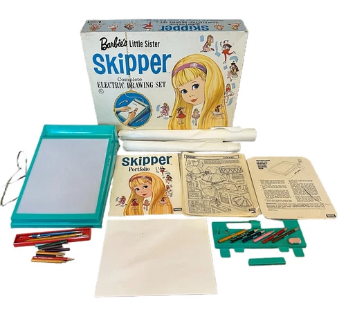 Vintage 1964 Barbie's Little Sister Skipper Electric Drawing Complete Set WORKS!