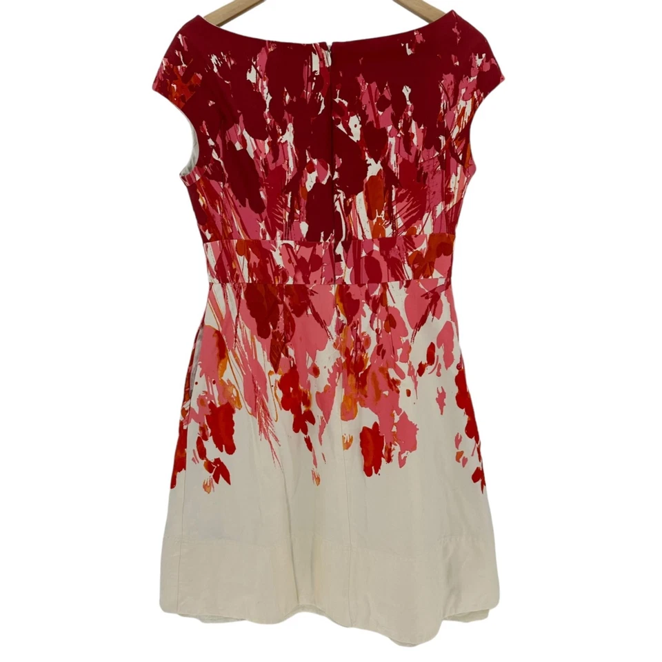 Vestido Eliza J Nueva York Cuello Barco Línea A Cóctel Mini Rojo y Blanco Fiesta Talla 8 Foto 2 de 4