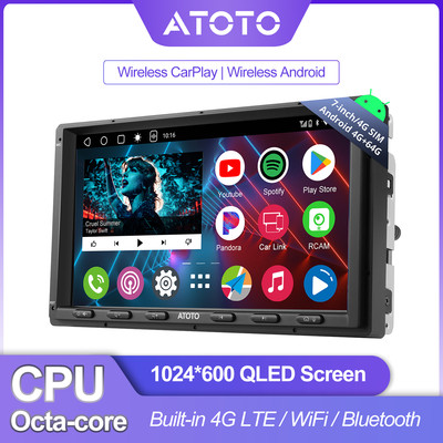 ATOTO Double-DIN Car Stereo For VW 7'' Wireless Head Unit SiriusXM Android 4G+64G