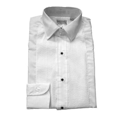 Womens Tuxedo Shirt with Lay Down Collar and 1/8'' Pleats