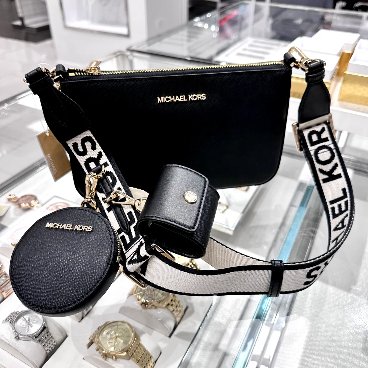 Michael Kors Jet Set Saffiano Black Crossbody