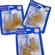 Lot of 3 packs- Mother's Choice Latex orthodontic Nipples VINTAGE NEW 6 total