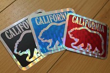 CALIFORNIA BEAR - CALI CA RED BLUE BLACK 1980's 3x4in. Prism Sticker - LOT OF 3