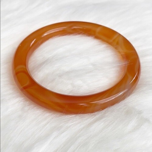 NEW Orange Red Agate Bangle Inner Diameter 56 mm - Round Shape MN9 - Picture 5 of 12