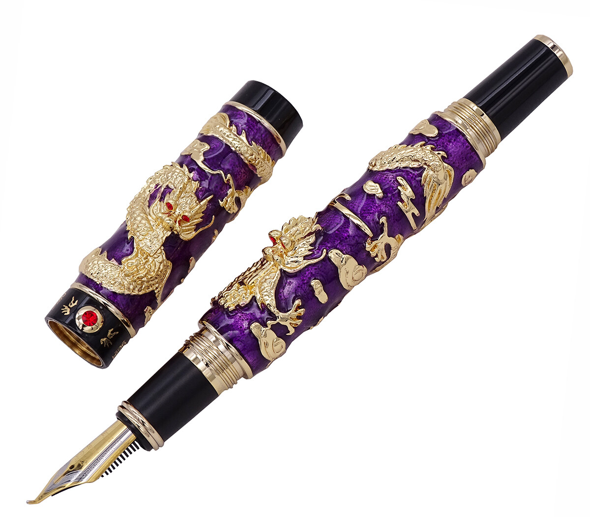 Jinhao Dragon Fountain Pen Purple Cloisonne Enamel Handcraft EF/ F/ M/ Bent  Nib