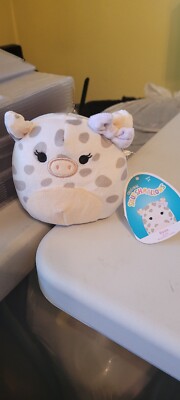 NWT 5'' Rosie Spotted Pig w Bow Squishmallow Plush Farm Animal Easter 2022 4.5 