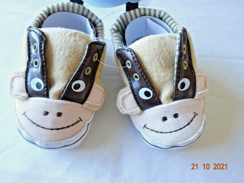 Baby Girl Boy Infants Slip on Pram Shoes Brown Monkey 0- 6-12-18 Months - 第 2/5 張圖片