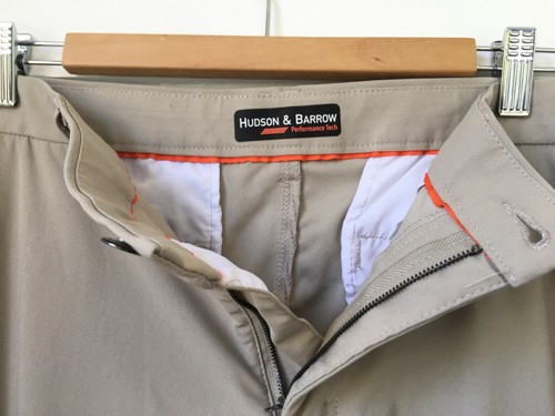 PANTALONE TECNICO HUDSON & BARROW PERFORMANCE UOMO 36X30 KAKI PIATTO DAVANTI CASUAL RILASSATO - Foto 8 di 13