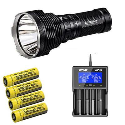 Bundle: Acebeam K70 Flashlight XHP35 HI LED -2600Lm w/ XTAR VC4 & 4x 3400mAh Bat