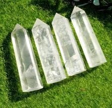 A+ Grade Natural Clear White Quartz Healing Obelisk Crystal Tower Point Decor