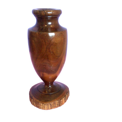 VINTAGE MASSIVE HARTHOLZ GEDRECHSELTE GRIECHISCHE ART URNE/VASE 7'' HOCH SEHR GUTER ZUSTAND