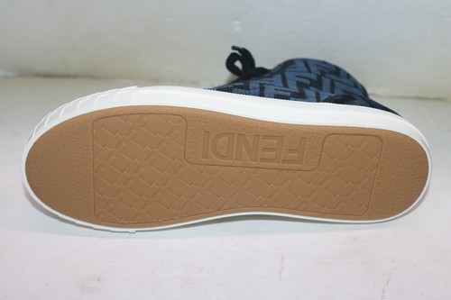 FENDI Domino FF Jacquard Fabric Blue High Top Sneakers Size 39.5 - Picture 11 of 14
