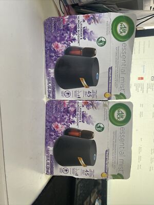 (2) Air Wick Essential Oils Diffuser Mist Starter Kit Lavender Almond Blossom