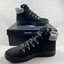 Dr.Scholl’s Sneaker Boots Womens Size 6.5 Hiking Faux Suede Mid Top Wool Trim