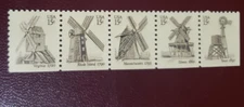 US MNH Postage Stamps Scott #1738 -#1742 Windmills 15c (1977) Booklet Strip of 5