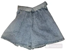 Vintage Gitano Express Womens Denim Shorts Size 11/12 Bows High Waisted Foldover