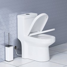 HOROW Round Toilet 12'' One Piece Toilet Dual Flush for Modern Small Bath