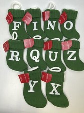 Wondershop Initial Monogram Knit Mini Stocking 7" Xmas Green Q,U,X,Y