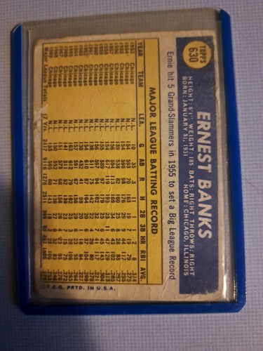 1970 Topps #630 Ernie Banks - 第 2/2 張圖片